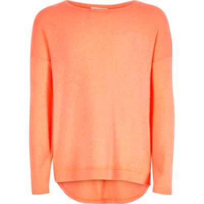 Girls coral slouchy jumper